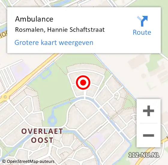 Locatie op kaart van de 112 melding: Ambulance Rosmalen, Hannie Schaftstraat op 29 juni 2019 20:25