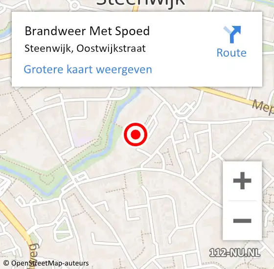 Locatie op kaart van de 112 melding: Brandweer Met Spoed Naar Steenwijk, Oostwijkstraat op 29 juni 2019 20:38