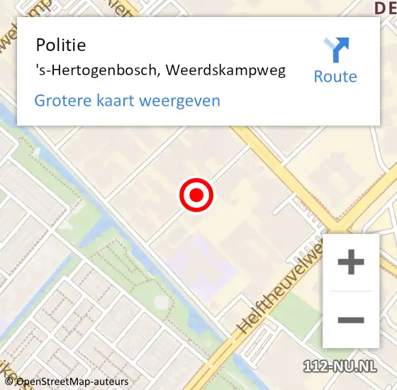 Locatie op kaart van de 112 melding: Politie 's-Hertogenbosch, Weerdskampweg op 29 juni 2019 20:47