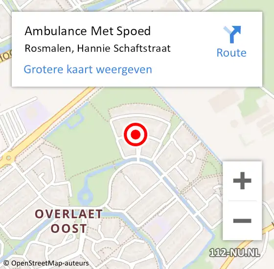 Locatie op kaart van de 112 melding: Ambulance Met Spoed Naar Rosmalen, Hannie Schaftstraat op 29 juni 2019 21:23