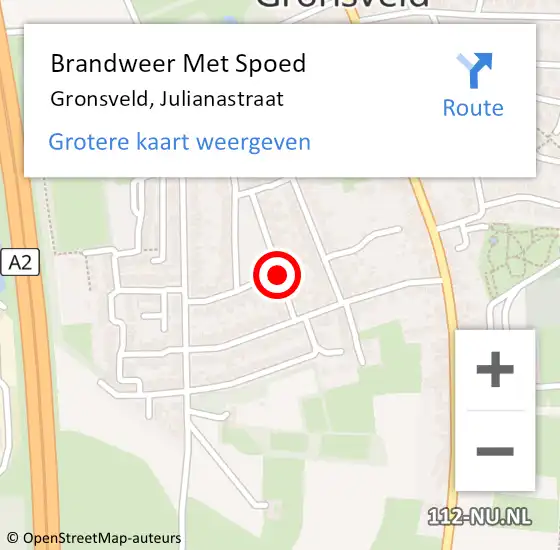 Locatie op kaart van de 112 melding: Brandweer Met Spoed Naar Gronsveld, Julianastraat op 29 juni 2019 21:24