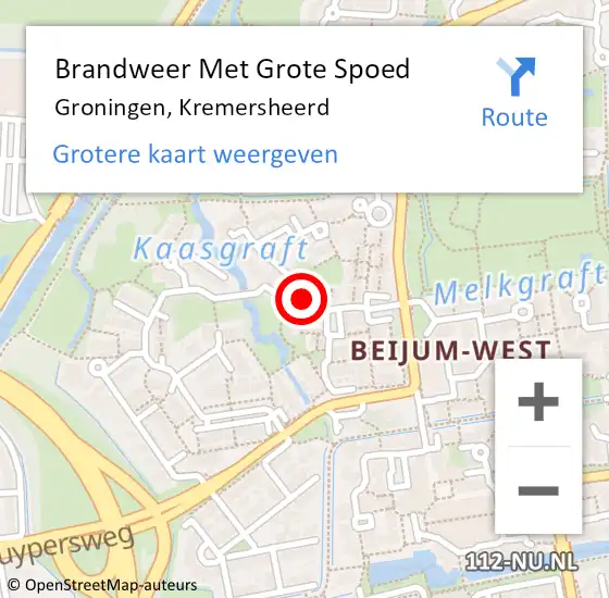 Locatie op kaart van de 112 melding: Brandweer Met Grote Spoed Naar Groningen, Kremersheerd op 29 juni 2019 21:55