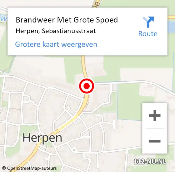 Locatie op kaart van de 112 melding: Brandweer Met Grote Spoed Naar Herpen, Sebastianusstraat op 29 juni 2019 21:56