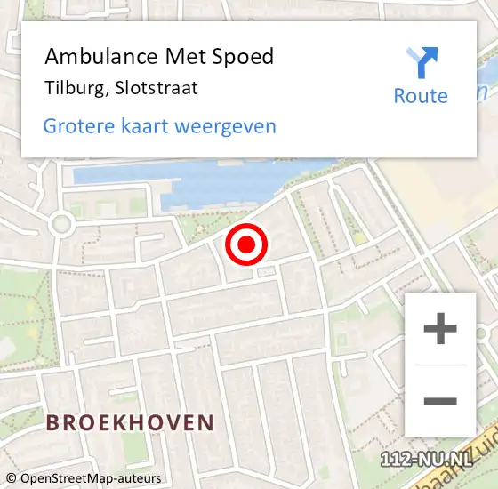 Locatie op kaart van de 112 melding: Ambulance Met Spoed Naar Tilburg, Slotstraat op 29 juni 2019 22:10