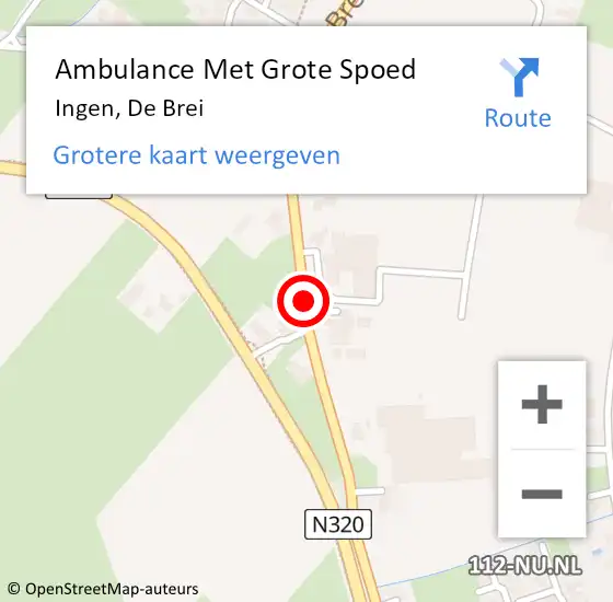 Locatie op kaart van de 112 melding: Ambulance Met Grote Spoed Naar Ingen, De Brei op 29 juni 2019 22:45