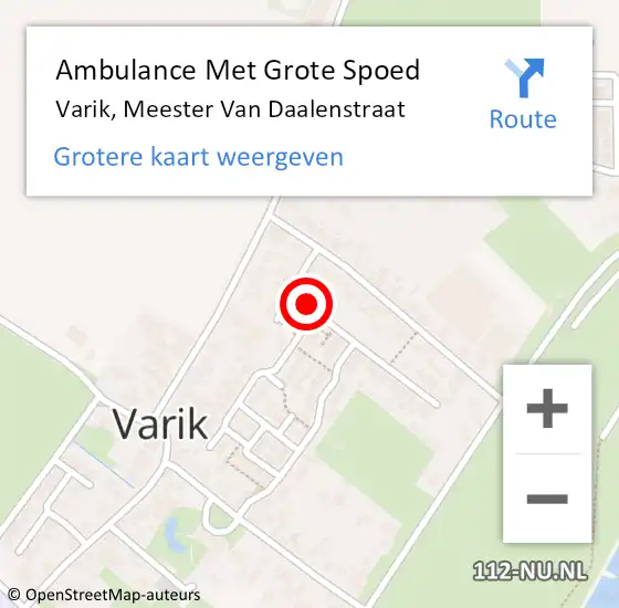 Locatie op kaart van de 112 melding: Ambulance Met Grote Spoed Naar Varik, Meester Van Daalenstraat op 29 juni 2019 22:47