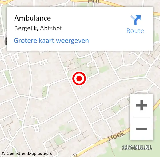 Locatie op kaart van de 112 melding: Ambulance Bergeijk, Abtshof op 29 juni 2019 23:10