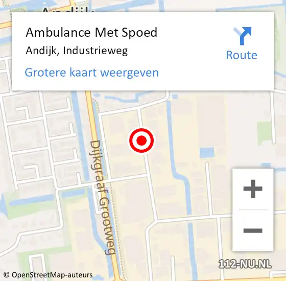 Locatie op kaart van de 112 melding: Ambulance Met Spoed Naar Andijk, Industrieweg op 29 juni 2019 23:45