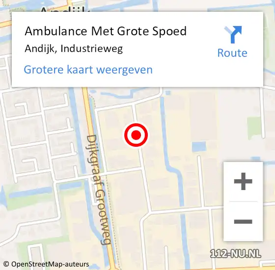 Locatie op kaart van de 112 melding: Ambulance Met Grote Spoed Naar Andijk, Industrieweg op 29 juni 2019 23:47