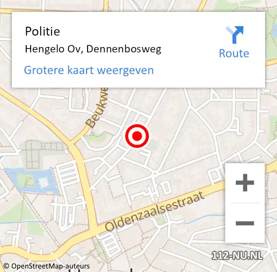 Locatie op kaart van de 112 melding: Politie Hengelo Ov, Dennenbosweg op 29 juni 2019 23:58