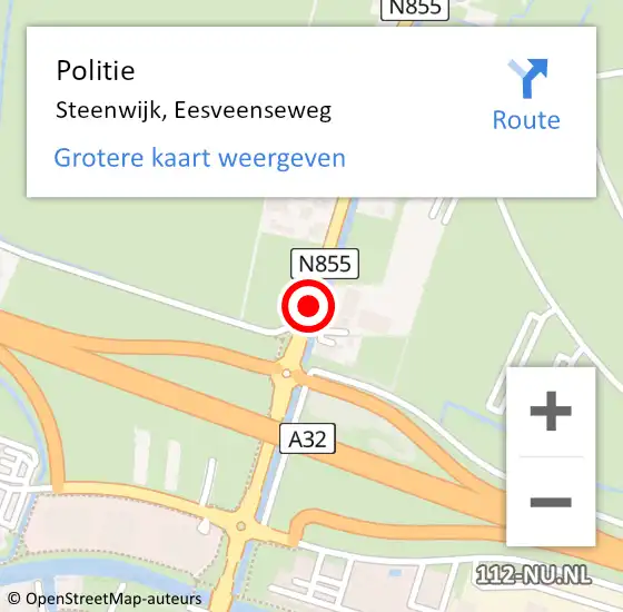 Locatie op kaart van de 112 melding: Politie Steenwijk, Eesveenseweg op 30 juni 2019 00:40