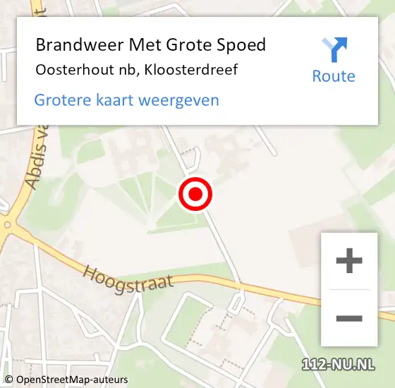 Locatie op kaart van de 112 melding: Brandweer Met Grote Spoed Naar Oosterhout nb, Kloosterdreef op 30 juni 2019 01:21