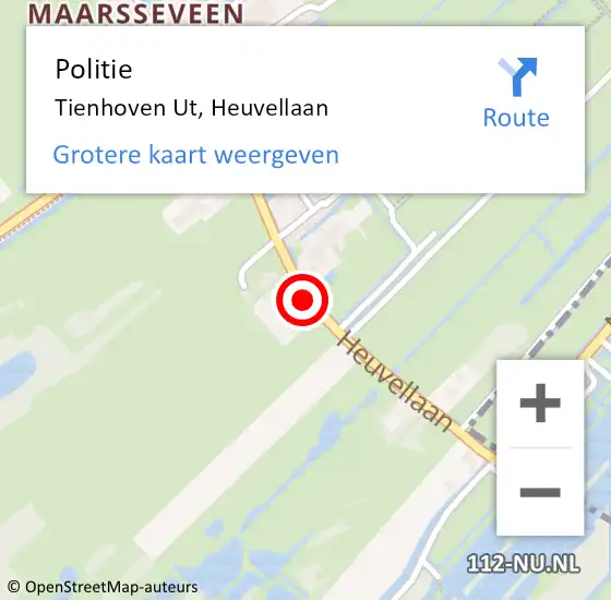 Locatie op kaart van de 112 melding: Politie Tienhoven Ut, Heuvellaan op 30 juni 2019 01:21