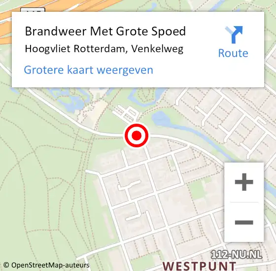 Locatie op kaart van de 112 melding: Brandweer Met Grote Spoed Naar Hoogvliet Rotterdam, Venkelweg op 30 juni 2019 02:58