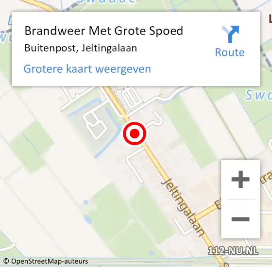 Locatie op kaart van de 112 melding: Brandweer Met Grote Spoed Naar Buitenpost, Jeltingalaan op 30 juni 2019 03:15