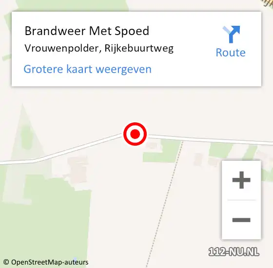 Locatie op kaart van de 112 melding: Brandweer Met Spoed Naar Vrouwenpolder, Rijkebuurtweg op 30 juni 2019 03:52