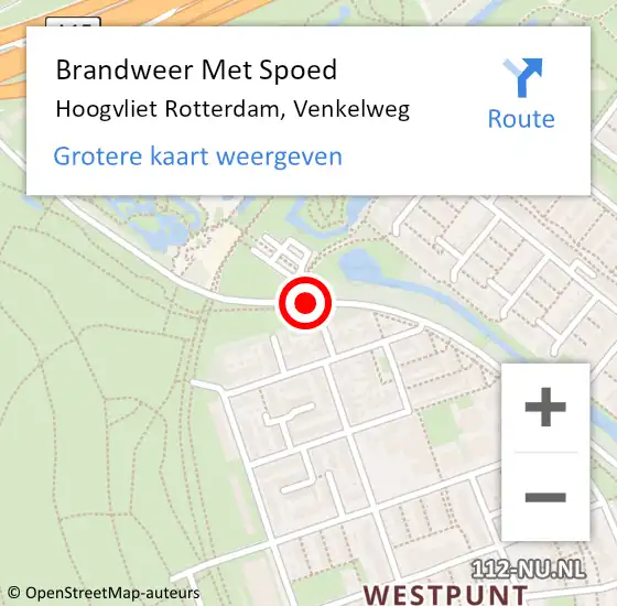 Locatie op kaart van de 112 melding: Brandweer Met Spoed Naar Hoogvliet Rotterdam, Venkelweg op 30 juni 2019 03:58