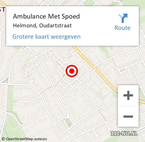 Locatie op kaart van de 112 melding: Ambulance Met Spoed Naar Helmond, Oudartstraat op 30 juni 2019 04:41