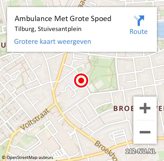 Locatie op kaart van de 112 melding: Ambulance Met Grote Spoed Naar Tilburg, Stuivesantplein op 30 juni 2019 05:49