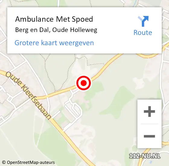 Locatie op kaart van de 112 melding: Ambulance Met Spoed Naar Berg en Dal, Oude Holleweg op 30 juni 2019 06:30