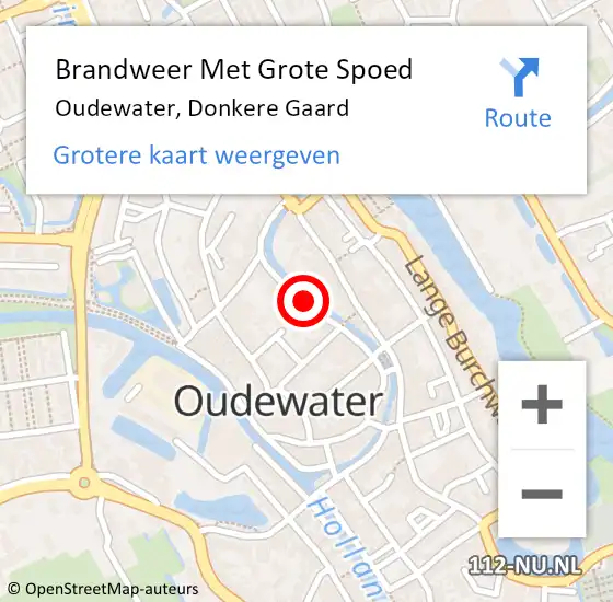 Locatie op kaart van de 112 melding: Brandweer Met Grote Spoed Naar Oudewater, Donkere Gaard op 30 juni 2019 08:27