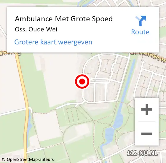 Locatie op kaart van de 112 melding: Ambulance Met Grote Spoed Naar Oss, Oude Wei op 30 juni 2019 08:57