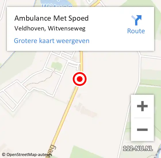 Locatie op kaart van de 112 melding: Ambulance Met Spoed Naar Veldhoven, Witvenseweg op 30 juni 2019 09:59