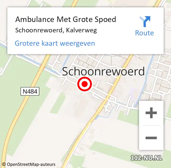 Locatie op kaart van de 112 melding: Ambulance Met Grote Spoed Naar Schoonrewoerd, Kalverweg op 30 juni 2019 10:06