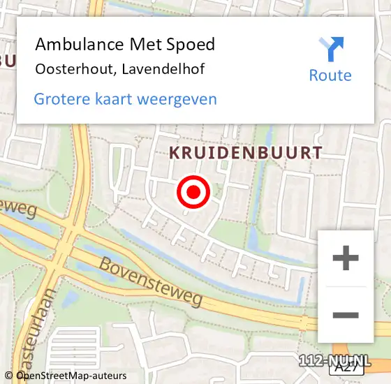 Locatie op kaart van de 112 melding: Ambulance Met Spoed Naar Oosterhout, Lavendelhof op 30 juni 2019 10:07