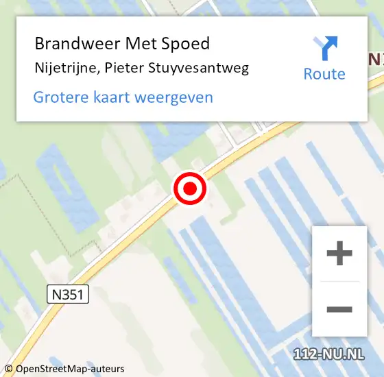 Locatie op kaart van de 112 melding: Brandweer Met Spoed Naar Nijetrijne, Pieter Stuyvesantweg op 30 juni 2019 10:19
