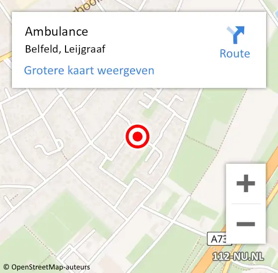 Locatie op kaart van de 112 melding: Ambulance Belfeld, Leijgraaf op 30 juni 2019 10:29