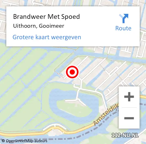 Locatie op kaart van de 112 melding: Brandweer Met Spoed Naar Uithoorn, Gooimeer op 30 juni 2019 10:54