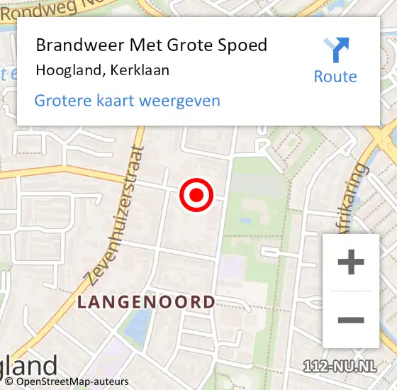 Locatie op kaart van de 112 melding: Brandweer Met Grote Spoed Naar Hoogland, Kerklaan op 30 juni 2019 11:57