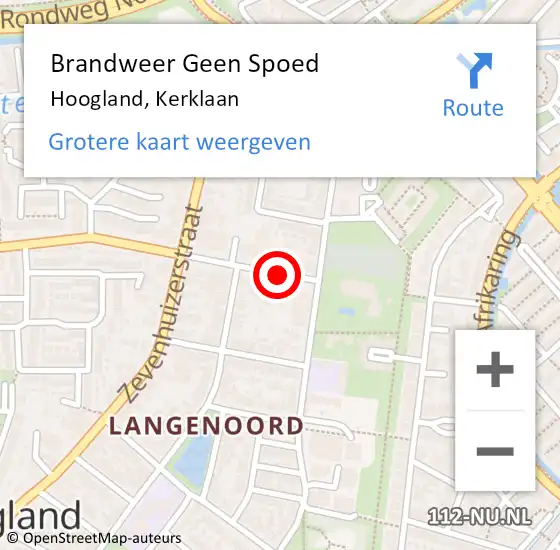 Locatie op kaart van de 112 melding: Brandweer Geen Spoed Naar Hoogland, Kerklaan op 30 juni 2019 11:58