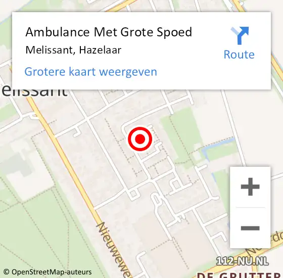 Locatie op kaart van de 112 melding: Ambulance Met Grote Spoed Naar Melissant, Hazelaar op 30 juni 2019 12:01