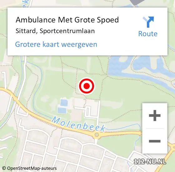 Locatie op kaart van de 112 melding: Ambulance Met Grote Spoed Naar Sittard, Sportcentrumlaan op 30 juni 2019 12:11