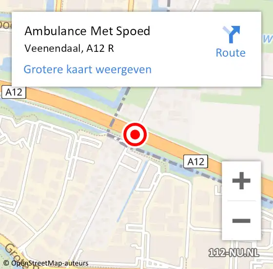 Locatie op kaart van de 112 melding: Ambulance Met Spoed Naar Veenendaal, A12 L hectometerpaal: 91,5 op 30 juni 2019 12:25