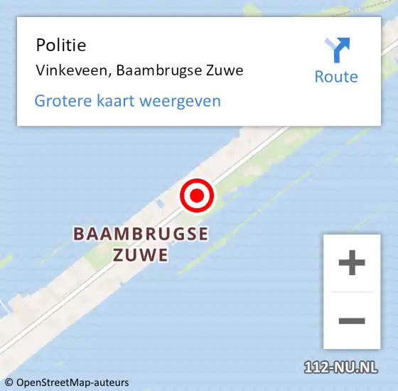 Locatie op kaart van de 112 melding: Politie Vinkeveen, Baambrugse Zuwe op 30 juni 2019 12:46