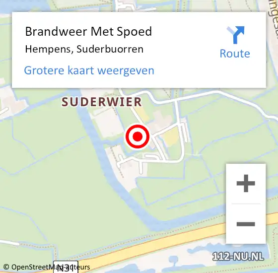 Locatie op kaart van de 112 melding: Brandweer Met Spoed Naar Hempens, Suderbuorren op 27 september 2013 18:36