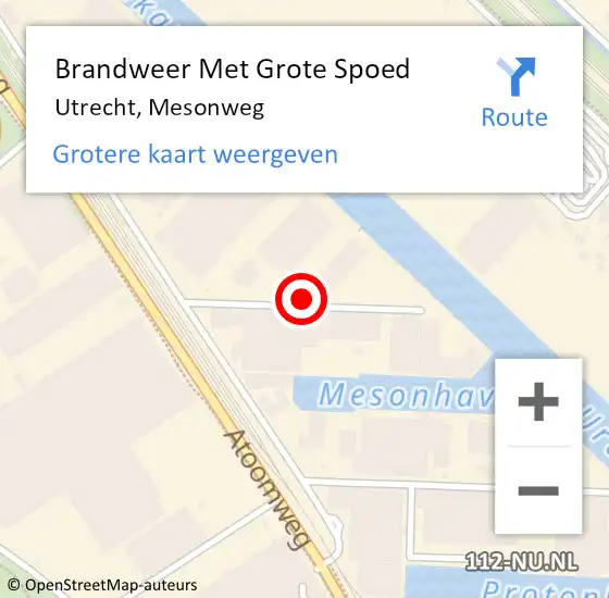 Locatie op kaart van de 112 melding: Brandweer Met Grote Spoed Naar Utrecht, Mesonweg op 30 juni 2019 14:32