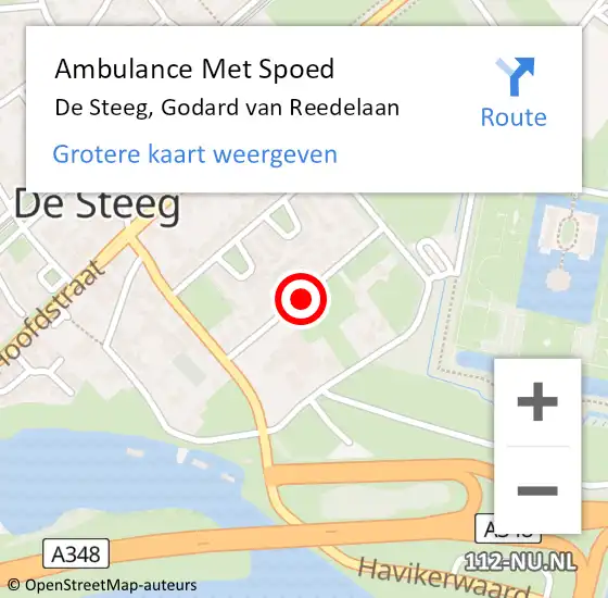 Locatie op kaart van de 112 melding: Ambulance Met Spoed Naar De Steeg, Godard van Reedelaan op 30 juni 2019 15:05