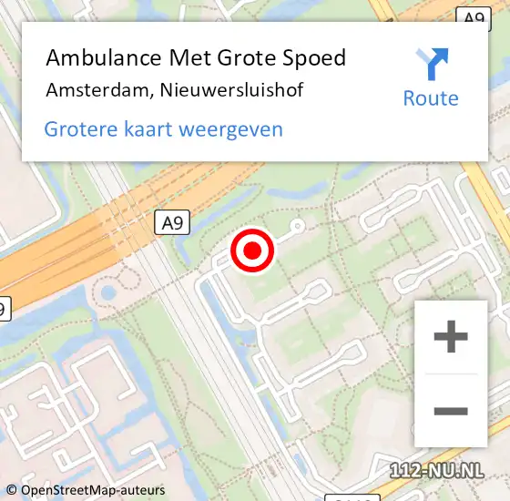 Locatie op kaart van de 112 melding: Ambulance Met Grote Spoed Naar Amsterdam, Nieuwersluishof op 30 juni 2019 15:19