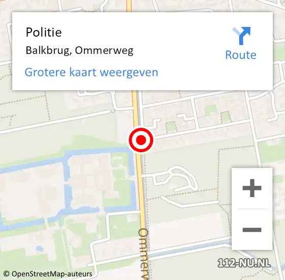 Locatie op kaart van de 112 melding: Politie Balkbrug, Ommerweg op 30 juni 2019 17:03