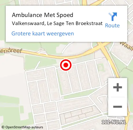 Locatie op kaart van de 112 melding: Ambulance Met Spoed Naar Valkenswaard, Le Sage Ten Broekstraat op 30 juni 2019 17:07