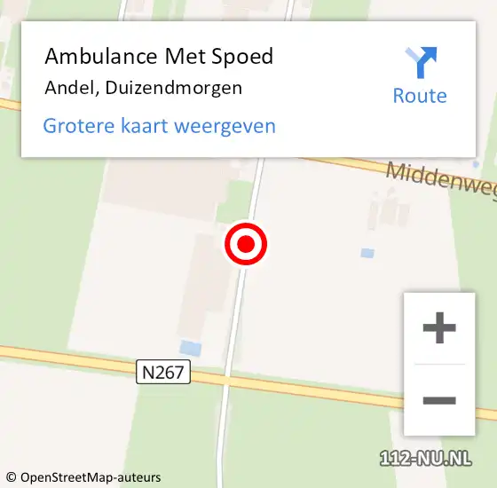 Locatie op kaart van de 112 melding: Ambulance Met Spoed Naar Andel, Duizendmorgen op 30 juni 2019 17:10