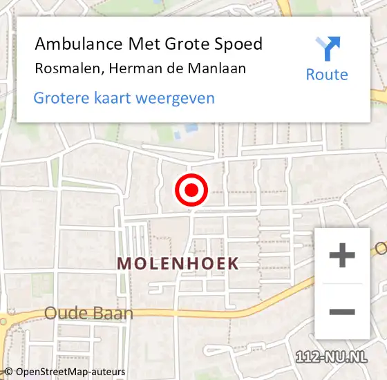 Locatie op kaart van de 112 melding: Ambulance Met Grote Spoed Naar Rosmalen, Herman de Manlaan op 30 juni 2019 19:17