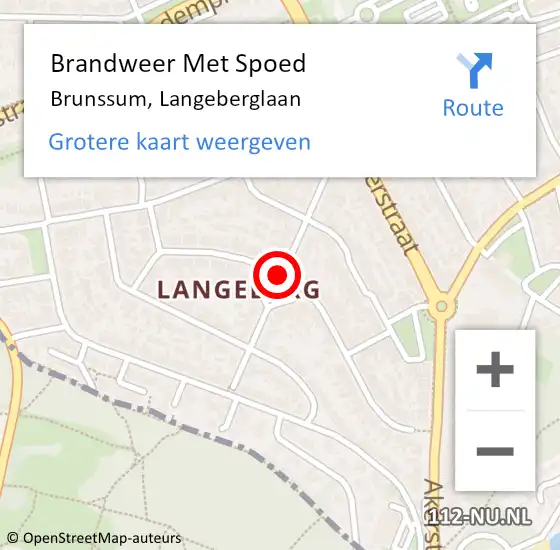 Locatie op kaart van de 112 melding: Brandweer Met Spoed Naar Brunssum, Langeberglaan op 30 juni 2019 19:24