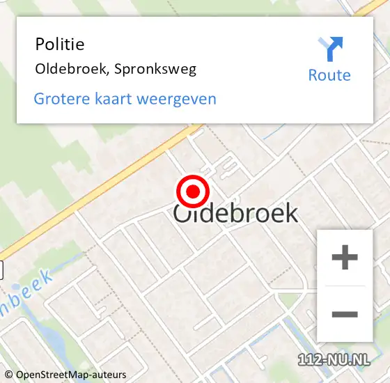 Locatie op kaart van de 112 melding: Politie Oldebroek, Spronksweg op 30 juni 2019 20:32