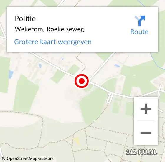 Locatie op kaart van de 112 melding: Politie Wekerom, Roekelseweg op 30 juni 2019 21:04