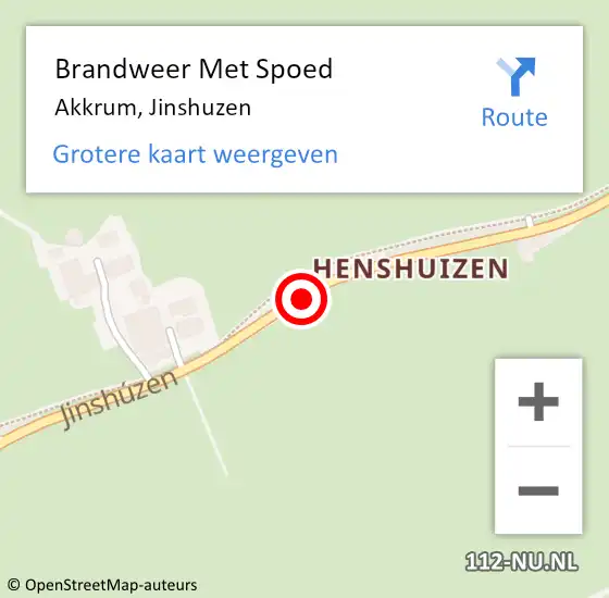 Locatie op kaart van de 112 melding: Brandweer Met Spoed Naar Akkrum, Jinshuzen op 30 juni 2019 21:08